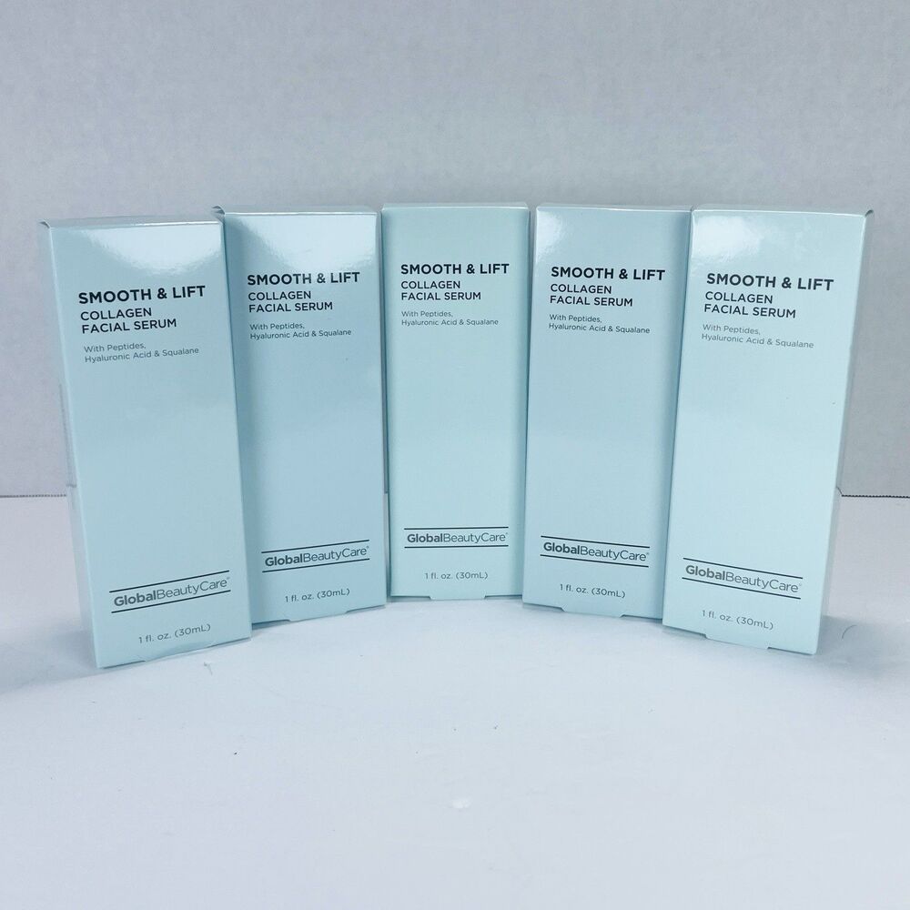 5 Pack Global Beauty Care SMOOTH & LIFT COLLAGEN Facial Serum NEW